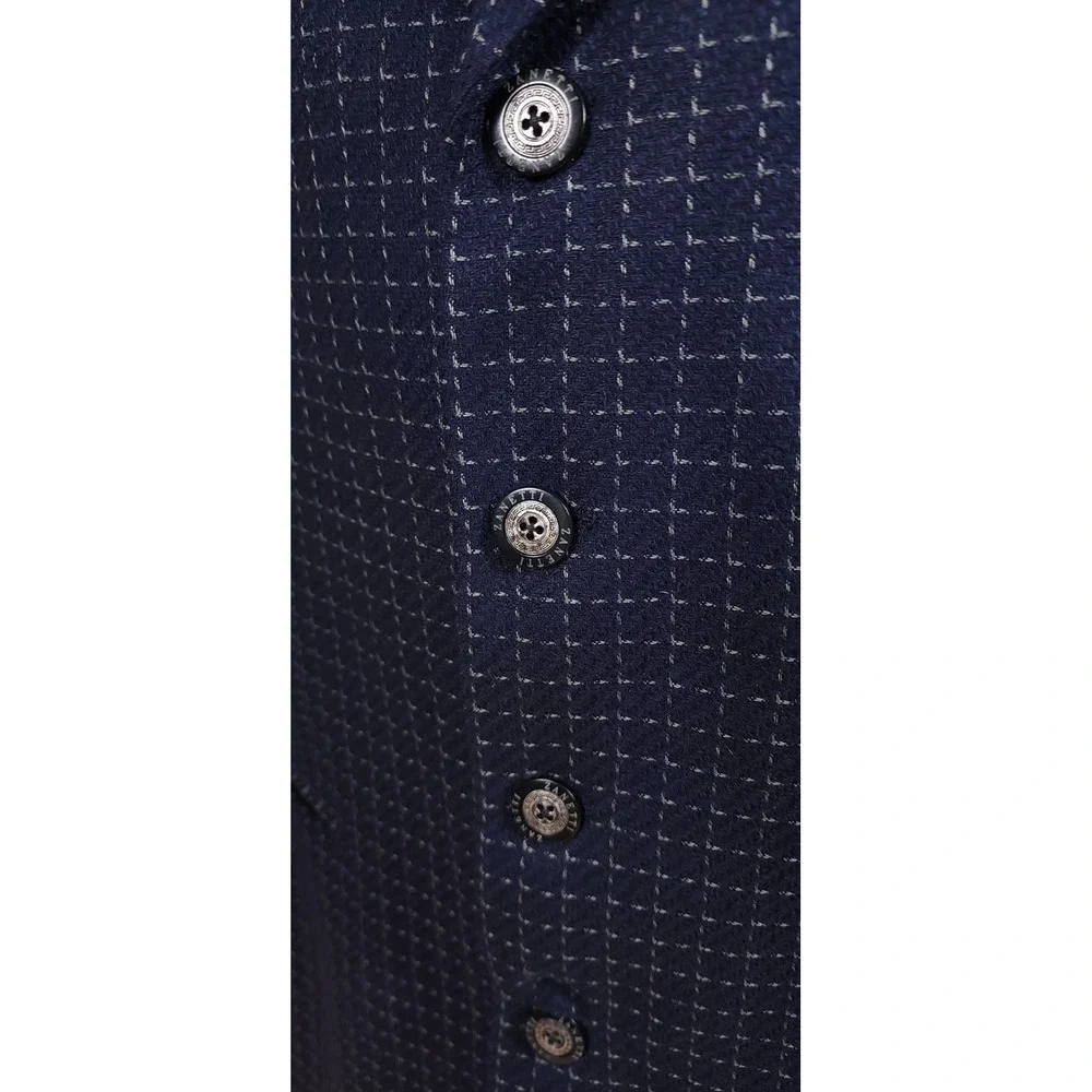 Extrema Zanetti Parma Mens Blazer Suit Jacket Wool Silk Blue‎ Check Italy 44L